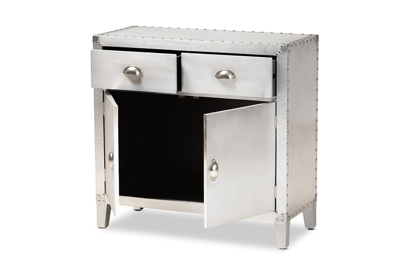 Baxton Studio Romain French Industrial Silver Metal 2-Door Accent Storage Cabinet