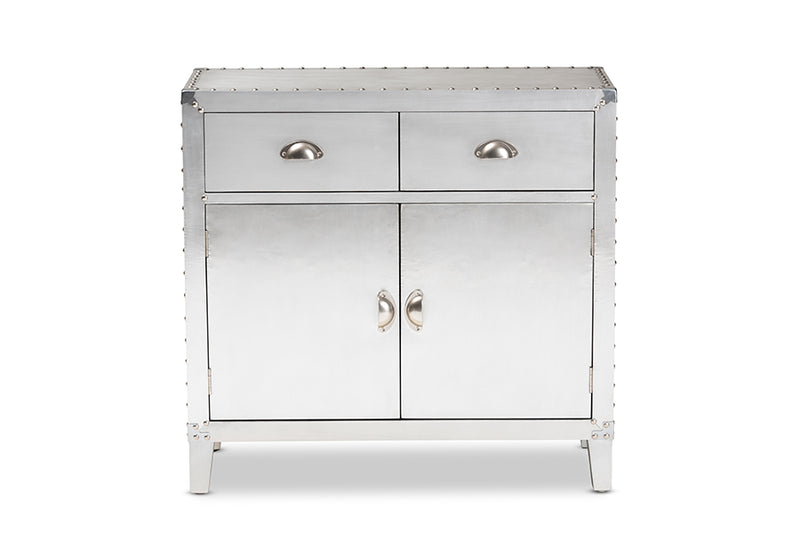 Baxton Studio Romain French Industrial Silver Metal 2-Door Accent Storage Cabinet