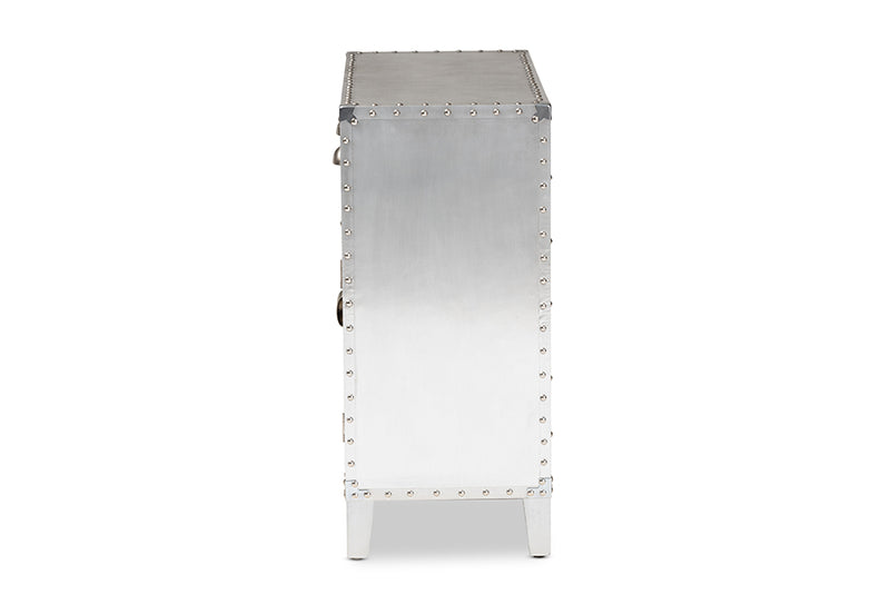 Baxton Studio Romain French Industrial Silver Metal 2-Door Accent Storage Cabinet