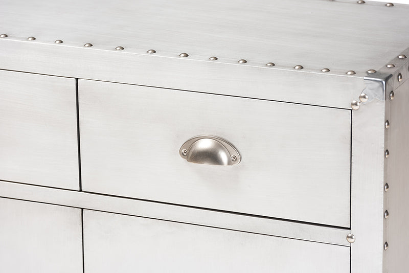 Baxton Studio Romain French Industrial Silver Metal 2-Door Accent Storage Cabinet