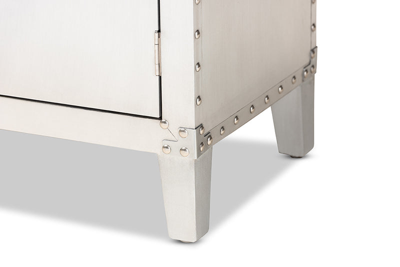 Baxton Studio Romain French Industrial Silver Metal 2-Door Accent Storage Cabinet