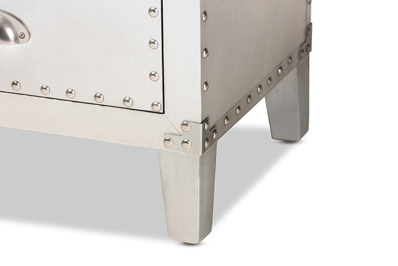 Baxton Studio Carel French Industrial Silver Metal 5-Drawer Accent Storage Cabinet