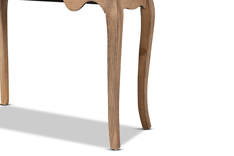 Baxton Studio Clarice French Provincial Natural Brown Finished Wood and Metal 2-Drawer Console Table