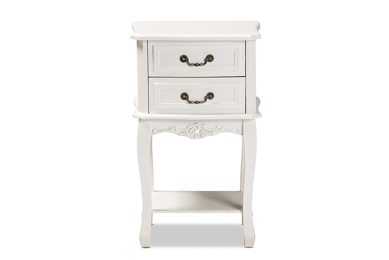 Baxton Studio Gabrielle Traditional French Country Provincial White-Finished 2-Drawer Wood Nightstand