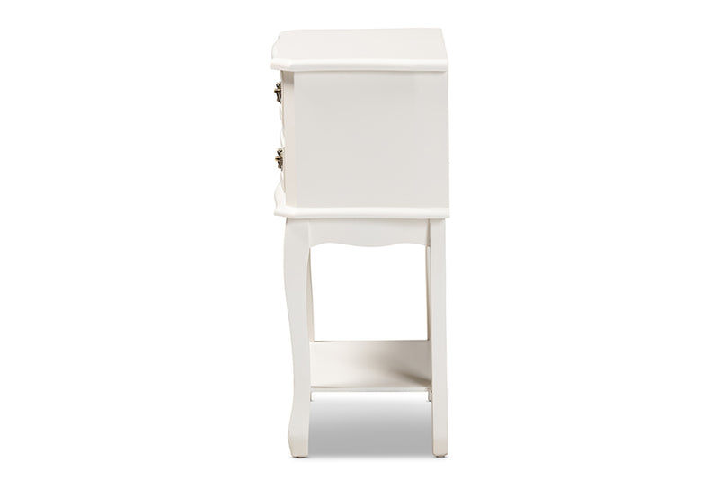 Baxton Studio Gabrielle Traditional French Country Provincial White-Finished 2-Drawer Wood Nightstand