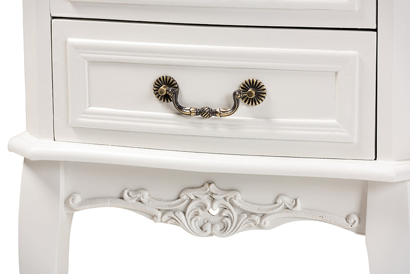 Baxton Studio Gabrielle Traditional French Country Provincial White-Finished 2-Drawer Wood Nightstand