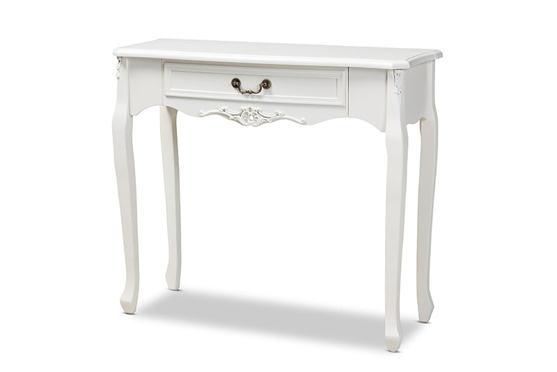 Baxton Studio Gabrielle Traditional French Country Provincial White-Finished 1-Drawer Wood Console Table