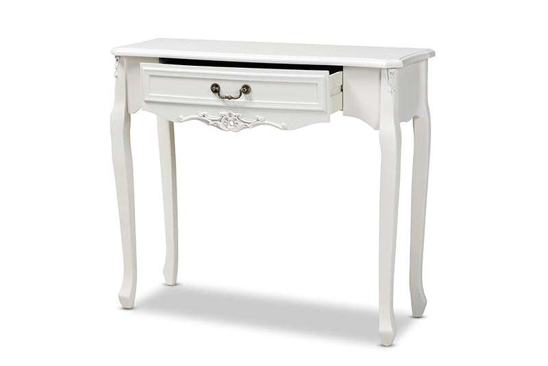 Baxton Studio Gabrielle Traditional French Country Provincial White-Finished 1-Drawer Wood Console Table