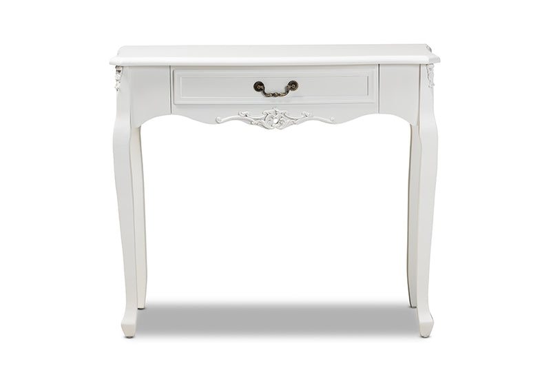 Baxton Studio Gabrielle Traditional French Country Provincial White-Finished 1-Drawer Wood Console Table