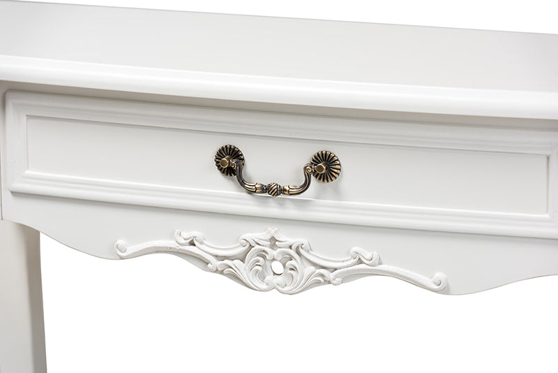 Baxton Studio Gabrielle Traditional French Country Provincial White-Finished 1-Drawer Wood Console Table