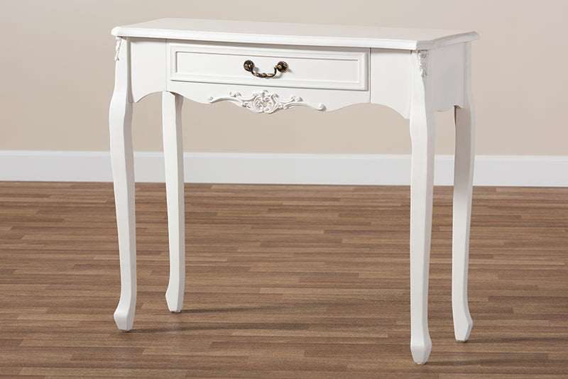 Baxton Studio Gabrielle Traditional French Country Provincial White-Finished 1-Drawer Wood Console Table