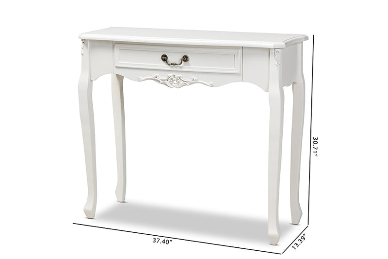 Baxton Studio Gabrielle Traditional French Country Provincial White-Finished 1-Drawer Wood Console Table