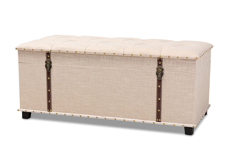 Baxton Studio Kyra Modern and Contemporary Beige Fabric Upholstered Storage Trunk Ottoman