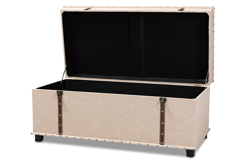 Baxton Studio Kyra Modern and Contemporary Beige Fabric Upholstered Storage Trunk Ottoman