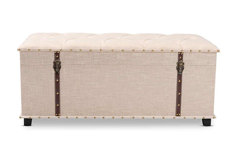 Baxton Studio Kyra Modern and Contemporary Beige Fabric Upholstered Storage Trunk Ottoman
