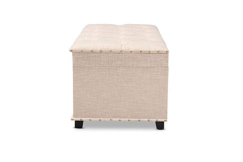 Baxton Studio Kyra Modern and Contemporary Beige Fabric Upholstered Storage Trunk Ottoman