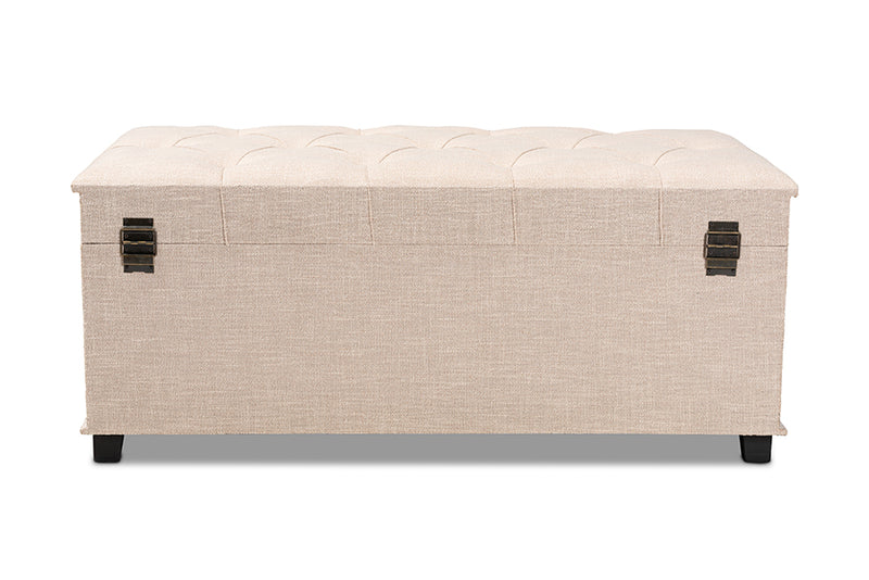 Baxton Studio Kyra Modern and Contemporary Beige Fabric Upholstered Storage Trunk Ottoman
