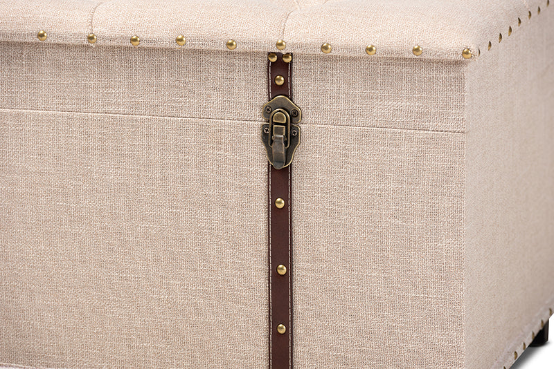 Baxton Studio Kyra Modern and Contemporary Beige Fabric Upholstered Storage Trunk Ottoman