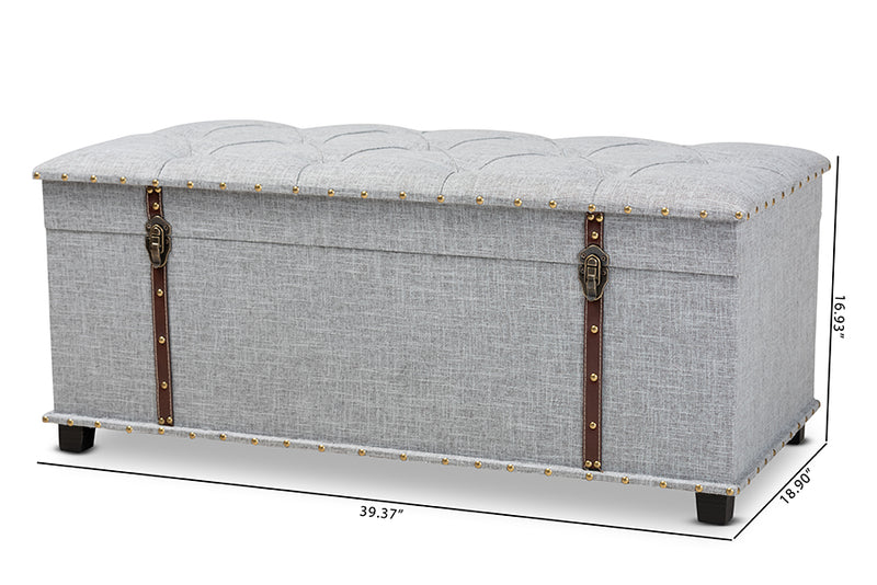 Baxton Studio Kyra Modern and Contemporary Grey Fabric Upholstered Storage Trunk Ottoman