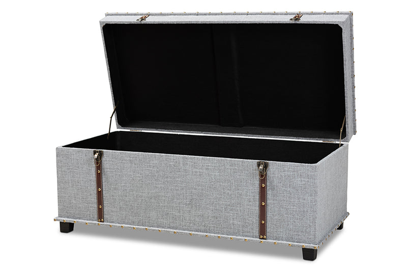 Baxton Studio Kyra Modern and Contemporary Grey Fabric Upholstered Storage Trunk Ottoman