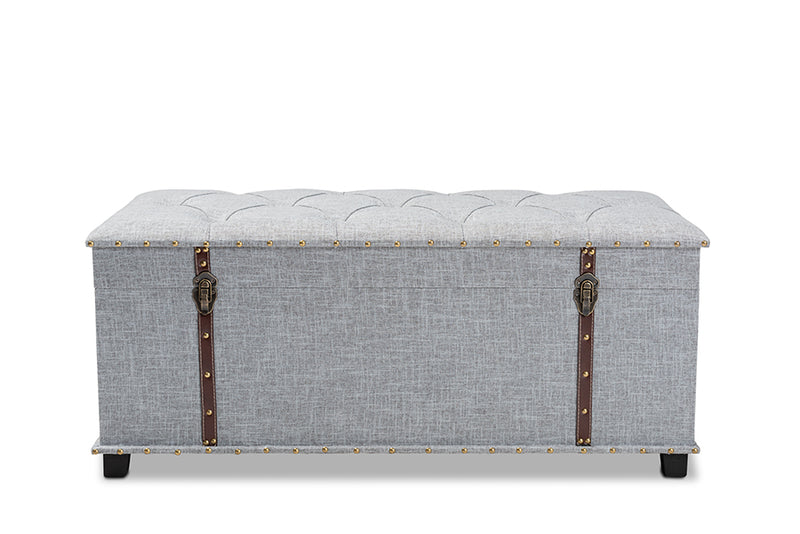 Baxton Studio Kyra Modern and Contemporary Grey Fabric Upholstered Storage Trunk Ottoman