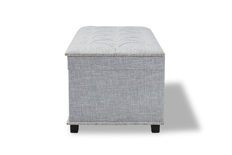 Baxton Studio Kyra Modern and Contemporary Grey Fabric Upholstered Storage Trunk Ottoman
