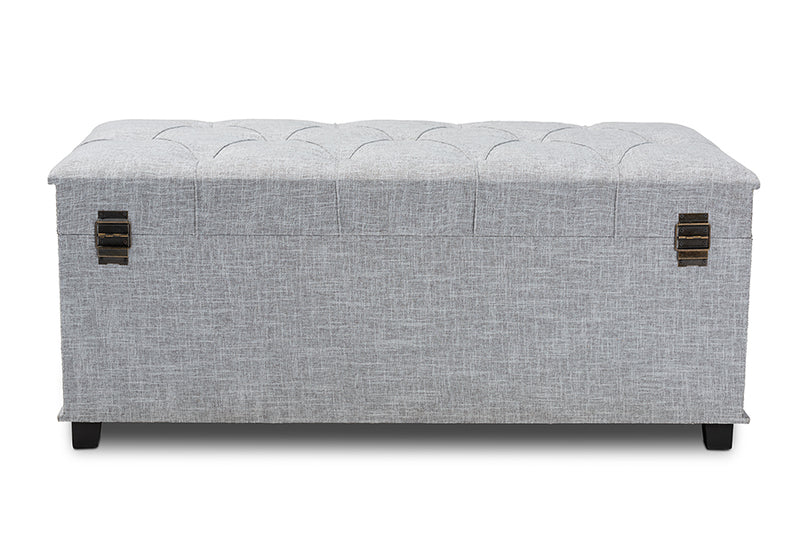 Baxton Studio Kyra Modern and Contemporary Grey Fabric Upholstered Storage Trunk Ottoman