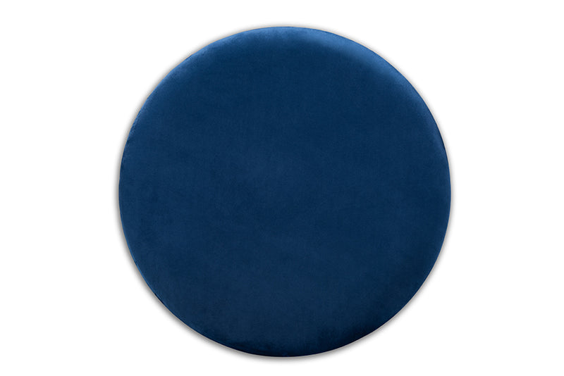 Baxton Studio Marisa Glam and Luxe Navy Blue Velvet Fabric Upholstered Gold Finished Storage Ottoman