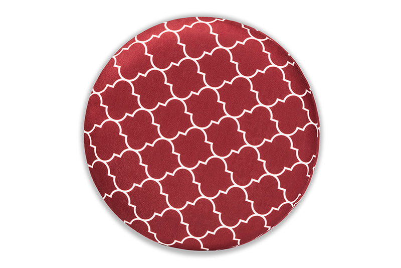 Baxton Studio Serra Glam and Luxe Red Quatrefoil Velvet Fabric Upholstered Gold Finished Metal Storage Ottoman