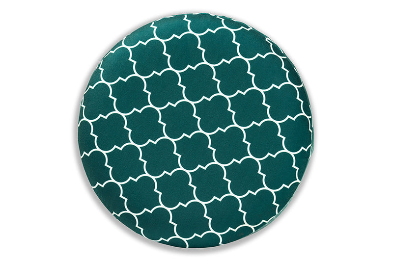 Baxton Studio Serra Glam and Luxe Teal Green Quatrefoil Velvet Fabric Upholstered Gold Finished Metal Storage Ottoman