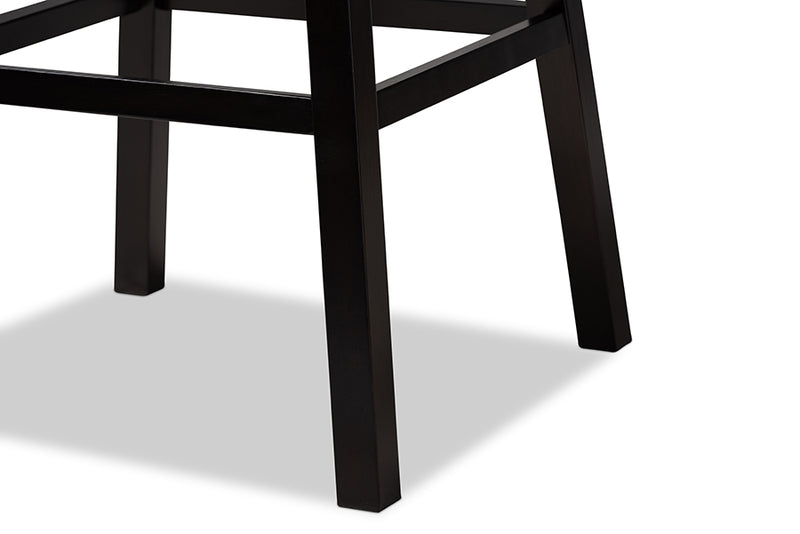 Baxton Studio Gregory Modern Transitional Light Grey Velvet Fabric Upholstered and Dark Brown Finished Wood 2-Piece Swivel Bar Stool Set Set