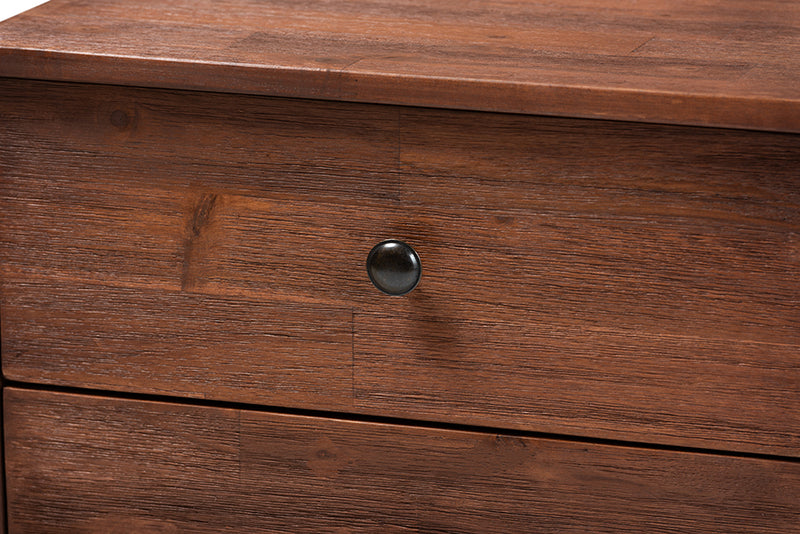 Baxton Studio Calla Modern and Contemporary Brown and Black Oak Finished 2-Drawer Wood Nightstand