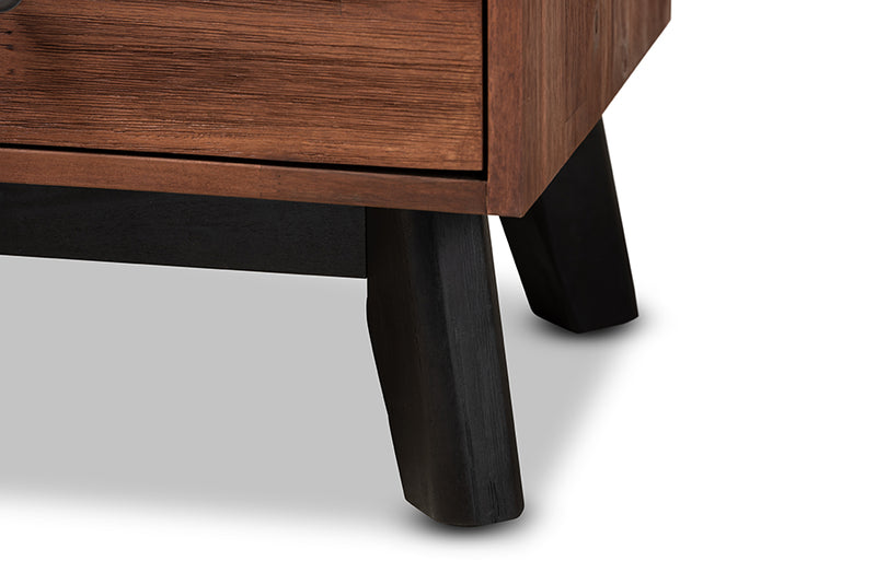Baxton Studio Calla Modern and Contemporary Brown and Black Oak Finished 2-Drawer Wood Nightstand