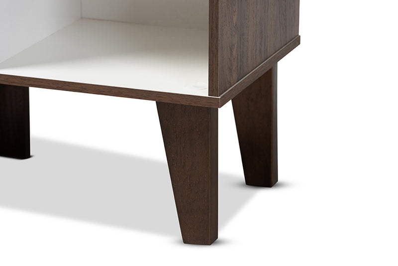 Baxton Studio Senja Modern and Contemporary Two-Tone White and Walnut Brown Finished Wood 4-Shelf Bookcase