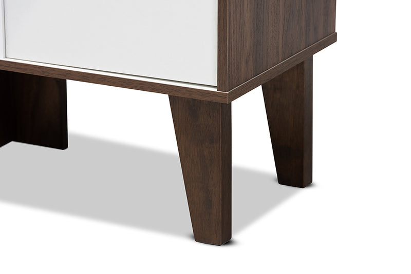Baxton Studio Senja Modern and Contemporary Two-Tone White and Walnut Brown Finished Wood 2-Shelf Bookcase