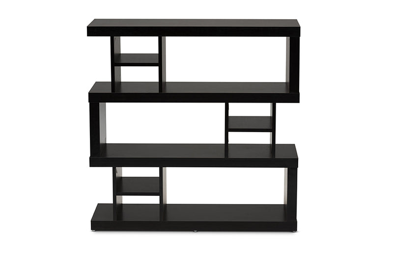 Baxton Studio Dora Modern and Contemporary Dark Brown Finished Wood 3-Tier Geometric Bookshelf