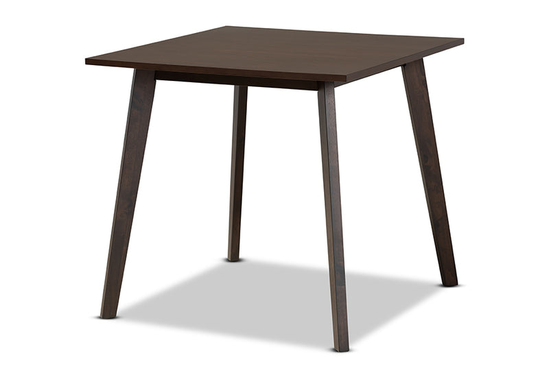Baxton Studio Britte Mid-Century Modern Dark Oak Brown Finished Square Wood Dining Table