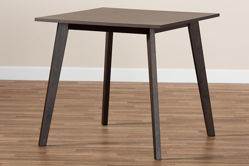 Baxton Studio Britte Mid-Century Modern Dark Oak Brown Finished Square Wood Dining Table
