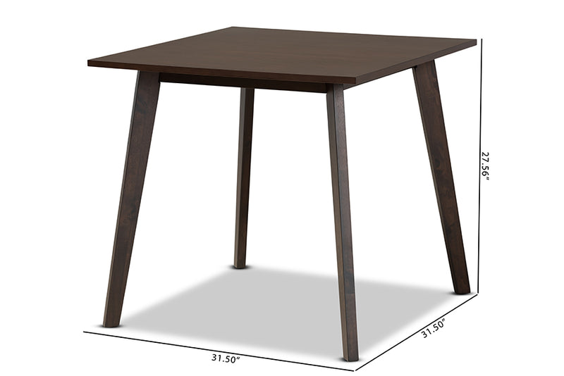 Baxton Studio Britte Mid-Century Modern Dark Oak Brown Finished Square Wood Dining Table