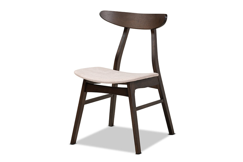 Baxton Studio Britte Mid-Century Modern Beige Fabric Upholstered Dark Oak Brown Finished 4-Piece Wood Dining Chair Set Set