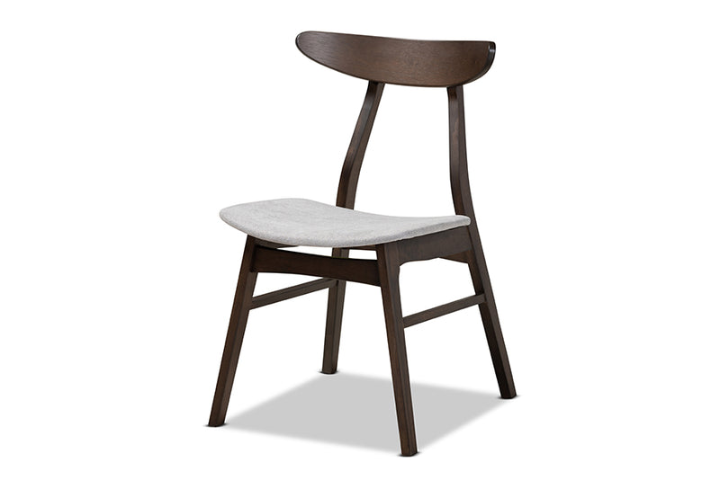 Baxton Studio Britte Mid-Century Modern Light Grey Fabric Upholstered Dark Oak Brown Finished 4-Piece Wood Dining Chair Set Set