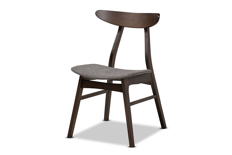 Baxton Studio Britte Mid-Century Modern Dark Grey Fabric Upholstered Dark Oak Brown Finished 4-Piece Wood Dining Chair Set Set