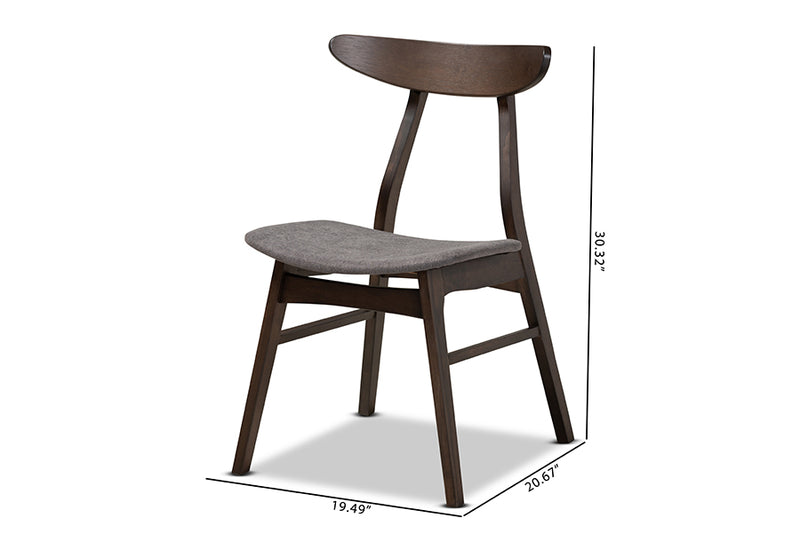 Baxton Studio Britte Mid-Century Modern Dark Grey Fabric Upholstered Dark Oak Brown Finished 4-Piece Wood Dining Chair Set Set