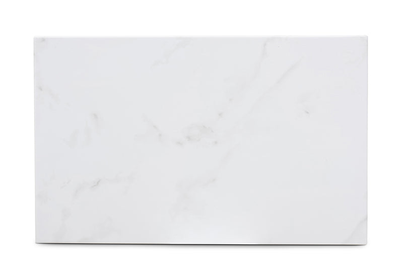 Baxton Studio Renzo Modern and Contemporary Brushed Gold Finished Metal End Table with Faux Marble Tabletop