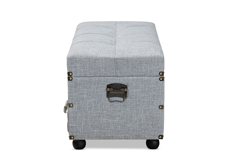 Baxton Studio Flynn Modern Transitional Grey Fabric Upholstered 2-Drawer Storage Trunk Ottoman