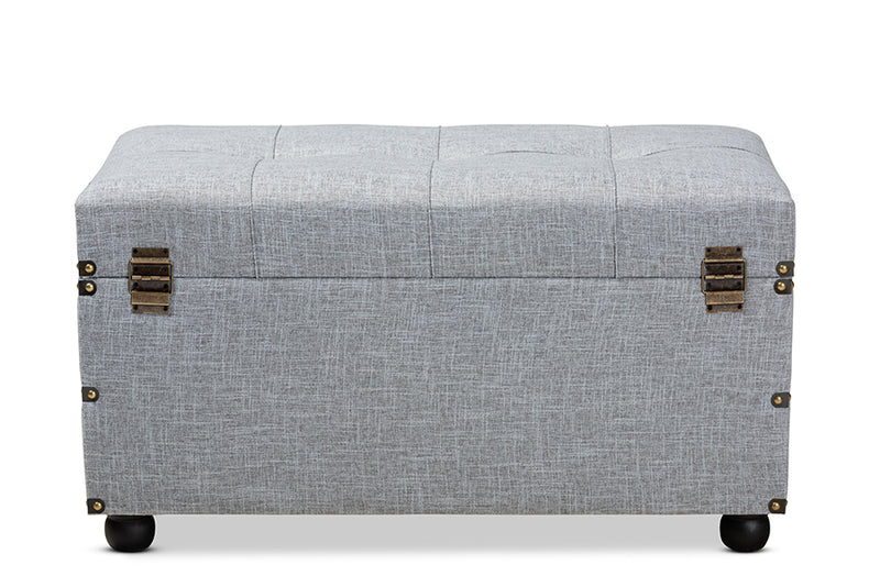 Baxton Studio Flynn Modern Transitional Grey Fabric Upholstered 2-Drawer Storage Trunk Ottoman