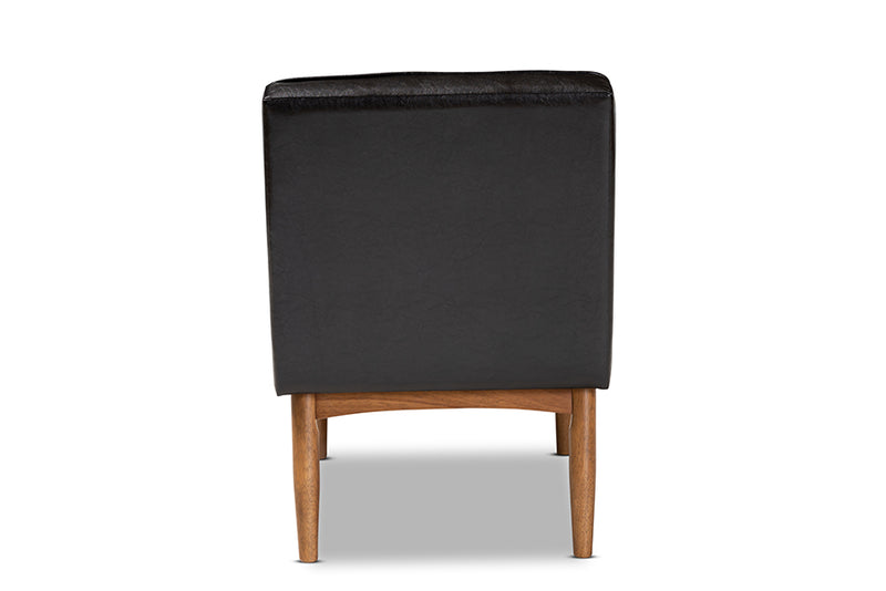 Baxton Studio Arvid Mid-Century Modern Dark Brown Faux Leather Upholstered Wood Dining Chair