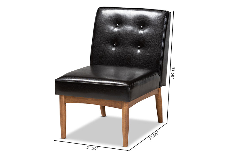 Baxton Studio Arvid Mid-Century Modern Dark Brown Faux Leather Upholstered Wood Dining Chair