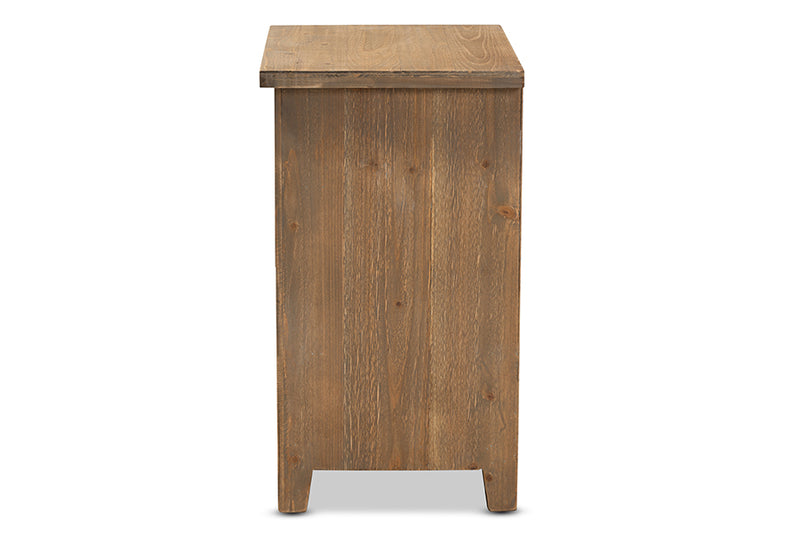 Baxton Studio Clement Rustic Transitional Medium Oak Finished 2-Drawer Wood Spindle Nightstand