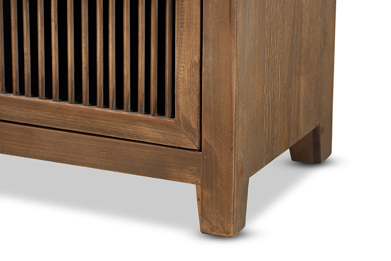 Baxton Studio Clement Rustic Transitional Medium Oak Finished 2-Drawer Wood Spindle Nightstand